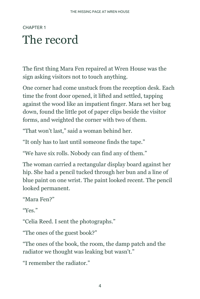 The Missing Page at Wren House, selected page 4